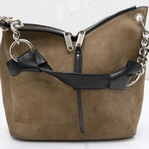 JIMMY CHOO Raven Suede Hobo Tote Shoulder Bag Large Tan